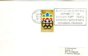 Canada Olympic Games Montreal 1976 machine cancel Support Polish Canadian Partic - Picture 1 of 1