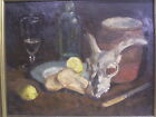 Natura Morta :Teschio Animali/Teschio Con Corna: Olio Tela: Dipinto Circa 1920