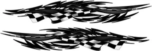 84" SET Black grey Checker Flag Vinyl Boat Graphics Racing Flag Decals Stickers - Bild 1 von 1