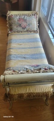 Directoire Style White Painted Bench, 20th c, Upholstered - Image 1 of 4