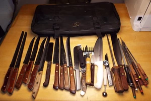 Mercer 3-Compartment Knife Chef Case Full of Knives & Other Stuff - Picture 1 of 9