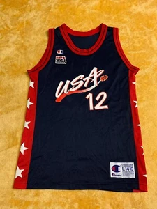 Stockton USA 1996 - Olympic Basketball Jersey #12 Champion size L-14-16 - Picture 1 of 7