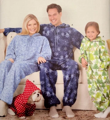 UC Simplicity 1731 Sew Pattern Unisex Family Dog Fleece Hooded Jumpsuit Pajamas - Image 1 of 4