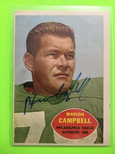 Tarjeta de fútbol americano autografiada por Marion Campbell Philadelphia Eagle firmada automáticamente 60 Topp - Imagen 1 de 1