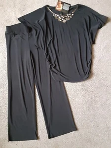 Iman Global Chic Pant / top Set NWT Black Size Medium - Picture 1 of 7