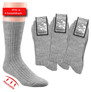 Wollsocken, 100% Wolle, Plüschsohle, Bund ohne Gummidruck, weich + warm, 3 Paar - Bild 1 von 1