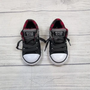 8T Converse Plaid Lined Sneakers - Picture 1 of 9