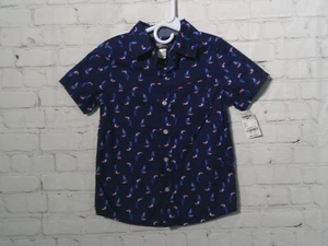 Boys Blue OshKosh B'gosh Short Sleeve Button Down size 7/Birds - Picture 1 of 5