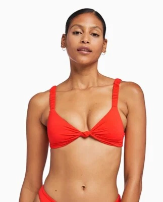 Blusa de banho Vitamin A L95020 feminina papoula vermelha EcoLux Zuri Bralette tamanho M/8 - Imagem 1 de 4