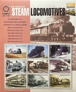 GRENADA TRAINS STAMPS SHEET 2004 MNH 200 YEARS OF STEAM LOCOMOTIVES RAILROAD 1 - Picture 1 of 1