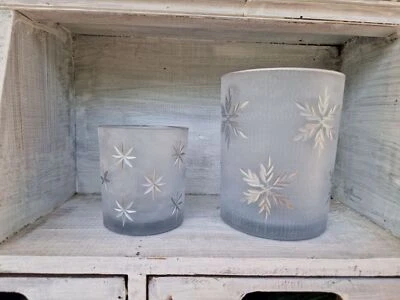 Windlicht Weihnachten Set weiss satiniert geschliffen  - Bild 1 von 4