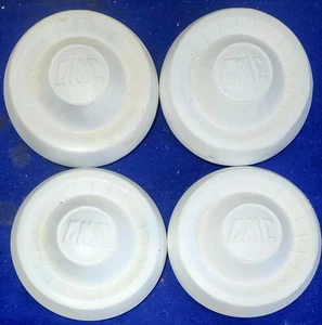 Set of 4 1955 56 57 58 59 1960 GMC 1/2 Ton Pickup Truck Hubcaps Repainted White - Picture 1 of 4