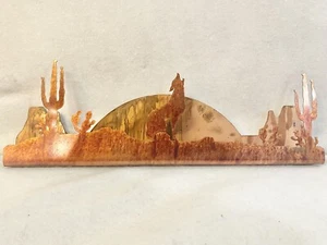 Kupfer Wandbild heulender Wolf Mond Kaktus Boho Bohemian Desert Cowboy Cowgirl - Bild 1 von 7
