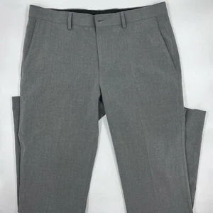 INC Mens Dress Pants Slim Fit 32/32 Gray Polyester Blend Flat Front Trousers - Picture 1 of 10