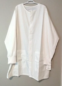 Barco Essentials White Dental Lab Coat Scrubs Top Unisex 2 Pockets 39" 2XL - Picture 1 of 15
