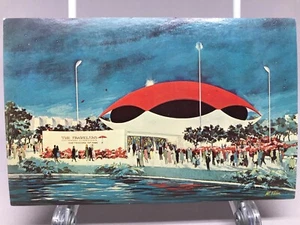 Postcard Travelers Pavilion 1964 New York World’s Fair Triumph Man Red Umbrella - Picture 1 of 2