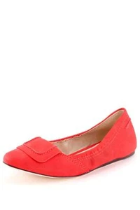 Elizabeth and James Kimi Ballet Plano Coral Nubuck Puntera Puntiaguda Hebilla Cuadrada NUEVO - Imagen 1 de 6