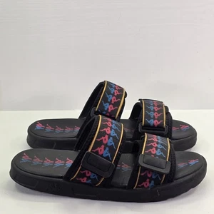 Kappa 222 BANDA ASTER 1 Men 9 Women 10.5 Black Double Band Slide Red Blue Yellow - Picture 1 of 13