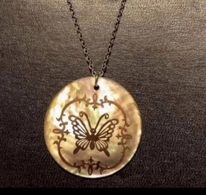 Abalone Shell Butterfly Pendant Necklace - Picture 1 of 2