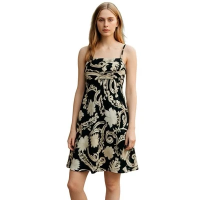 Ann Taylor Silk Cocktail Dress Shirred Bust Fluted Sz 14 Sash Tie Shelf Bra Chic - image 1 of 4