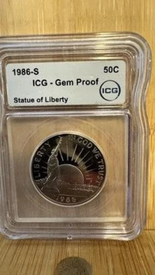 1986 S – Gem Proof Statue of Liberty Silver Proof Dollar NGC 50C - Image 1 of 4