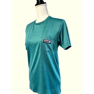 Patagonia Slim Fit T Shirt Pocket Tee Top Short Sleeve Green Teal Small - Picture 1 of 7