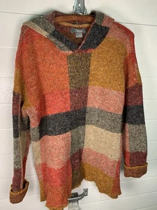 Natural Reflections Chunky Knit Patchwork Hoodie Sweater Fall Thanksgiving SOFT - Picture 1 of 13