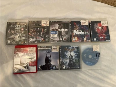 Lot of 9 PS3 Games - Batman Arkham Asylum, Injustice, Spider-Man 3, Tomb Raider - Image 1 of 3