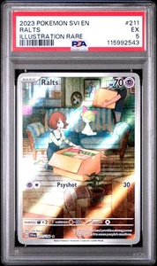 2023 Pokemon Svi En-Scarlet & Violet #211 Ralts Illustration Rare PSA 5 - Picture 1 of 2