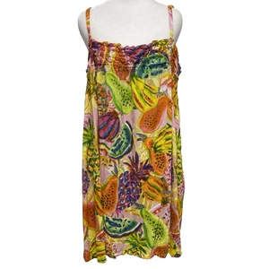 True Destinations Sleeveless Mini Dress Size XL Multicolor Fruit Tropical Beachy - Picture 1 of 9