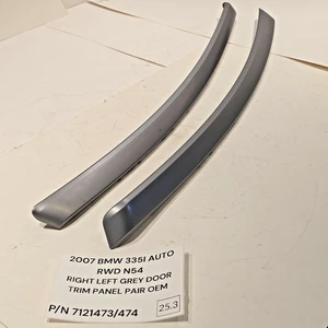 07-12 BMW 335i E90 RIGHT/LEFT DOOR TRIM STRIP PANEL PAIR GREY 7121473/474 OEM - Bild 1 von 21