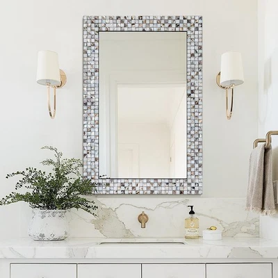 Espejo Costero con Marco Capiz Shell, Espejo Baño Mosaico Grande 36''x24''... Foto 1 de 4