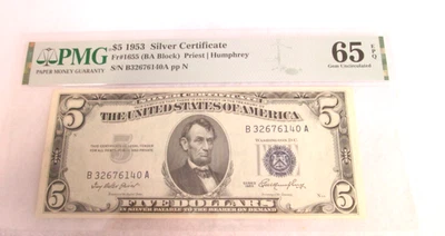 Friedberg #1655, 1953, $5 Silver Certificate, PMG/EPQ 65 - Image 1 of 2