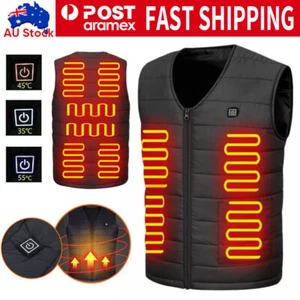 Electric Vest Heated Jacket USB Thermal Warm Heat Pad Winter Body Warmer Unisex - Picture 1 of 17