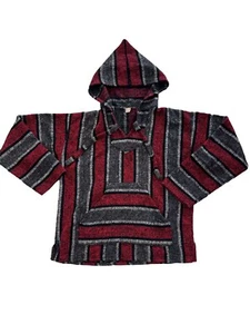 Poncho Wrap Adult Large Multicolor Striped Pullover Long sleeve Hooded - Picture 1 of 5