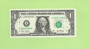 2001 ..UNCIRC $1  A 2655 1396 E  .... 2001 $1  A-E          NICE NOTE      FRN - Picture 1 of 2