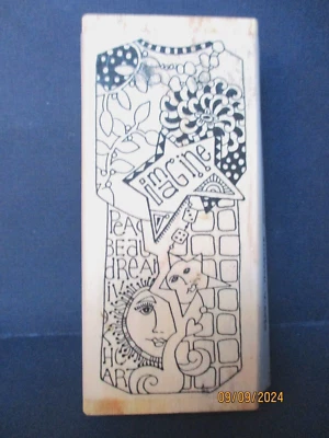 PAULA BEST IMAGINE DRESS  COLLAGE RUBBER STAMP WD MTD RARE NEW - Image 1 of 4