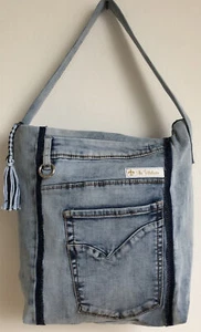 ⚜️🧵außergewöhnliche Jeanstasche Stoff Handarbeit Genäht vegan✂️auch Für Herren - Bild 1 von 10