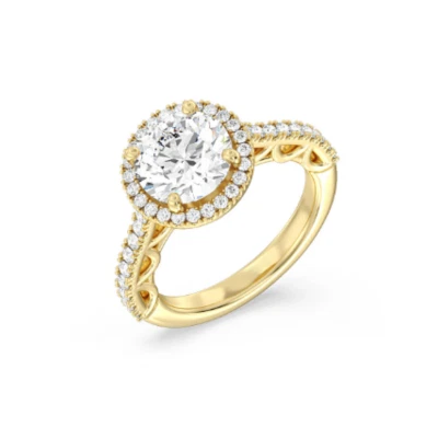 Women 18k Yellow Gold Ring Lab Grown Round Cut 1.75 Carat Diamond IGI Certified - Image 1 of 4