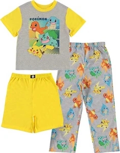 Pokémon Boys Kanto Starters Short Sleeve Top Shorts & Pants Pjs Set Size 4 - Picture 1 of 7