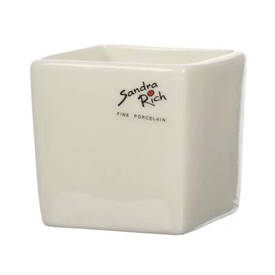 SANDRA RICH Porzellan Übertopf CUBE Porcelain 6cm Windlicht Vase. Creme weiß - Bild 1 von 3