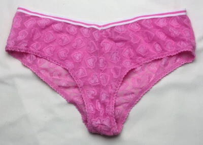 Pink Hearts Nylon Mesh Panties by Fruit of the Loom - Size 8 / XL - Image 1 of 4