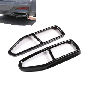 Gloss Black Stainless Exhaust Muffler Tip Trim Covers Fits 20-22 G11 G12 740i - Picture 1 of 5