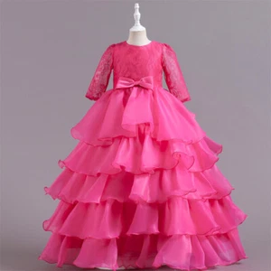 Christmas Party Kids Girls Long Dress Evening Prom Formal Princess Gown Pageant - Picture 1 of 54