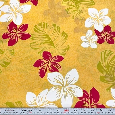 Florais havaianas 2007 Trendtex tecidos amarelo mistura de algodão por meio jarda - Imagem 1 de 2