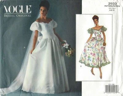 VOGUE BRIDAL ORIGINAL 2933 Wedding GOWN & Petticoat Sz.6-10 UNCUT Sewing Pattern - Image 1 of 3