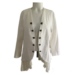 Torrid Jacket Blazer Size 00 L Ivory Peplum Lace White Button Cosplay Open Front - Picture 1 of 18