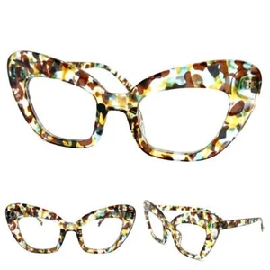 Womens Classic Vintage Retro Cat Eye Style Clear Lens EYE GLASSES Funky Frame C1 - Picture 1 of 6