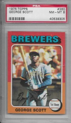 1975 TOPPS BASEBALL George Scott #360 PSA 8 NM-MT Milwaukee Brewers SET BREAK - Image 1 of 2