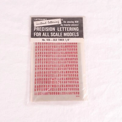 HO Scale Letraset V26 Old Timer 1/8" Red Dry Transfer Decals New Old Stock NOS - Image 1 of 4